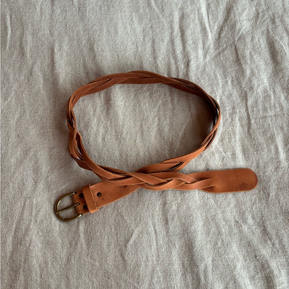 Braided Tan Leather Belt